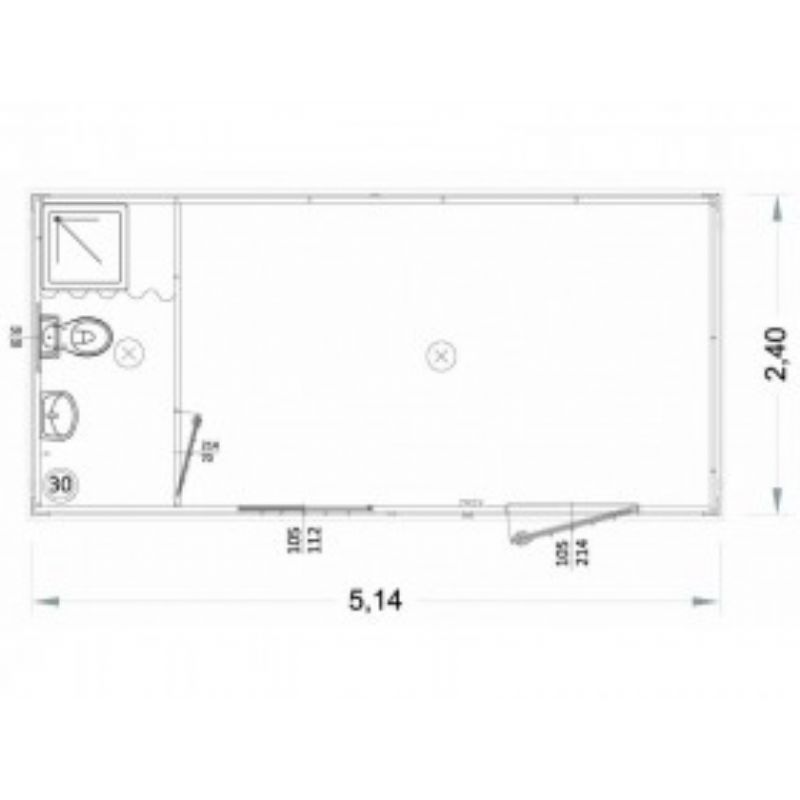 	MONOBLOCCO COIBENTATO CON SERVZI 2,5 X5